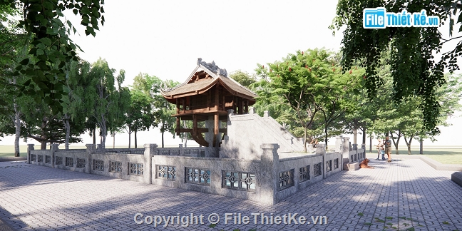 chùa một cột Revit,Model chùa một cột,Revit chùa một cột,File revit chùa một cột